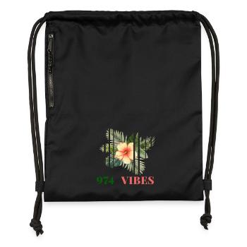 Hibiscus Tropical 974 Vibes - Gymsac made from recycled material - black - Front