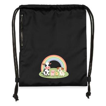 Animals Are Friends Pastell Farm Bauernhof Design - Turnbeutel aus Recycling-Material - Schwarz - Vorne