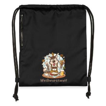 Weißwurstwolf Kochheld Bavarian - Turnbeutel aus Recycling-Material - Schwarz - Vorne