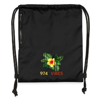 Tropical Hibiscus 974 Vibes - Gymsac made from recycled material - black - Front