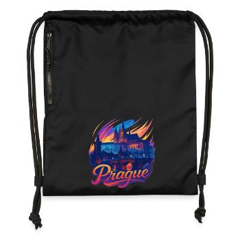 Prag Skyline Farbrausch Stadt Tschechien Geschenk - Turnbeutel aus Recycling-Material - Schwarz - Vorne