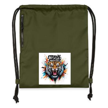 Tiger of Eternal Attitude - Gymsac made from recycled material - military green - Front