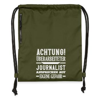 Achtung Überarbeiteter Reporter Journalist - Turnbeutel aus Recycling-Material - military Green - Vorne