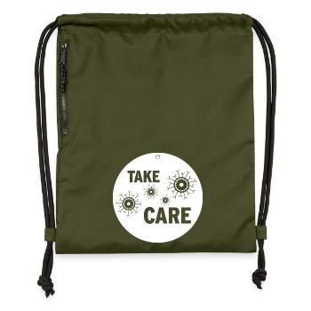 TAKE CARE - Gymsac made from recycled material - military green - Front