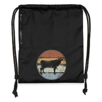 Vache Vintage - Sac à cordon en polyester recyclé - noir - Devant