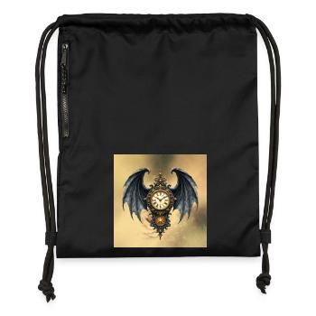 Montre Steampunk Gothique Ailée - Sac à cordon en polyester recyclé - noir - Devant