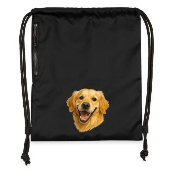 Cheerful Golden Retriever Head - Gymsac made from recycled material - black - Front