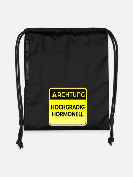 ACHTUNG HORMONE WECHSELJAHRE - Turnbeutel aus Recycling-Material - Schwarz