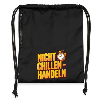 Nicht Chillen Handeln Uhr Motiv - Turnbeutel aus Recycling-Material - Schwarz - Vorne