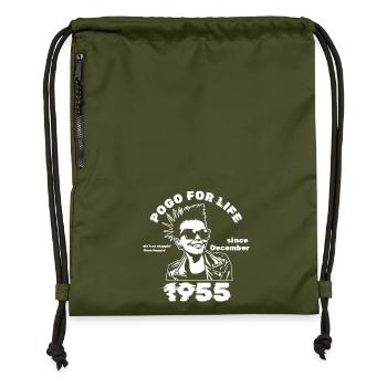 70. Birthday Pogo for life since 12/1955 - Gymsac made from recycled material - military green - Front