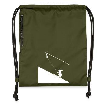 Haseklettern am Seil - Turnbeutel aus Recycling-Material - military Green - Vorne