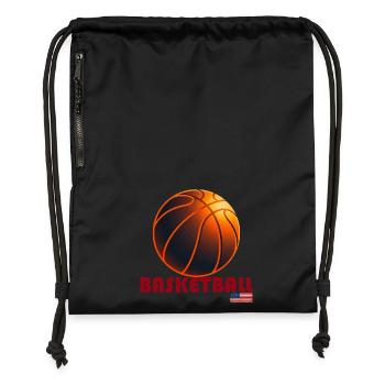 Orange Basketball Amerika - Turnbeutel aus Recycling-Material - Schwarz - Vorne