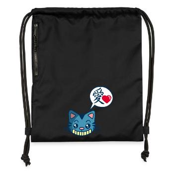 Kawaii Manga-Katze - Turnbeutel aus Recycling-Material - Schwarz - Vorne