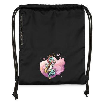 Pastell Unicorn Saxophonist - Turnbeutel aus Recycling-Material - Schwarz - Vorne