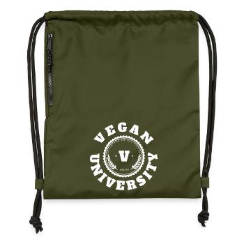 Logo Vegan University Style Universitaire - Sac à cordon en polyester recyclé - military green - Devant