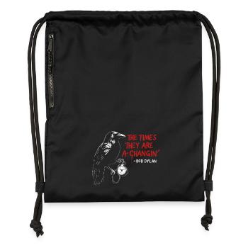 Rabe mit Taschenuhr Wandelzeiten - Turnbeutel aus Recycling-Material - Schwarz - Vorne