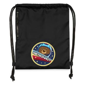 Ours Astronaute | Un Ours Astronaute Cool - Sac à cordon en polyester recyclé - noir - Devant