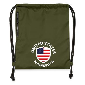 Patriotic USA Minnesota Schilddesign - Turnbeutel aus Recycling-Material - military Green - Vorne