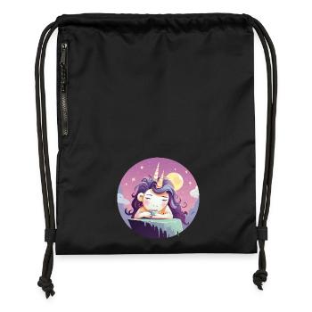 Licorne thé de lune le soir - Sac à cordon en polyester recyclé - noir - Devant