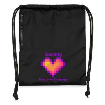Gaming is my Love Language Heart, Gamer - Turnbeutel aus Recycling-Material - Schwarz - Vorne