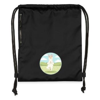 Yoga Zen Llama Llamaste Art de méditation - Sac à cordon en polyester recyclé - noir - Devant