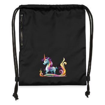 Rainbow Unicorn Color Streams - Gymsac made from recycled material - black - Front