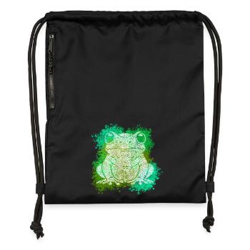 Grenouille Zentangle - Sac à cordon en polyester recyclé - noir - Devant