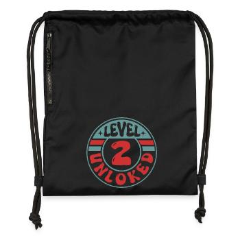 Level 2 Unlocked – Cool Gamer Birthday Design - Gymsac made from recycled material - black - Front