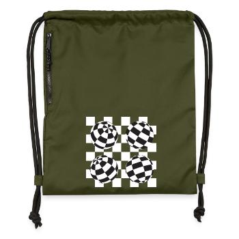 Kugelförmige karierte Illusion - Turnbeutel aus Recycling-Material - military Green - Vorne