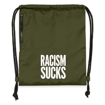 Rassismus ist schrecklich – Cooles Pride-Logo - Turnbeutel aus Recycling-Material - military Green - Vorne