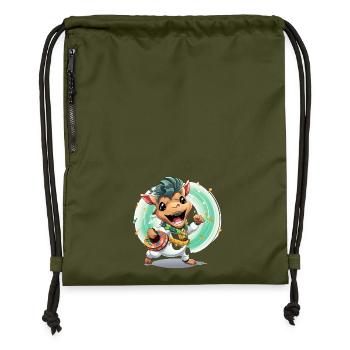 Kuh Trommler im Karneval - Turnbeutel aus Recycling-Material - military Green - Vorne