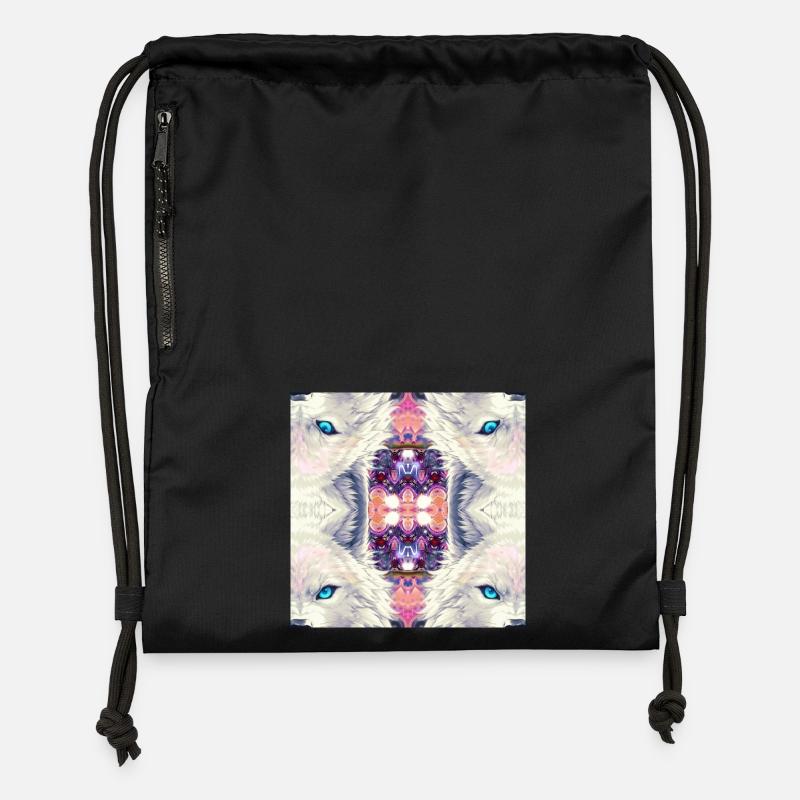 Arctic Wolves Kaleidoscope - Gymsac made from recycled material - black