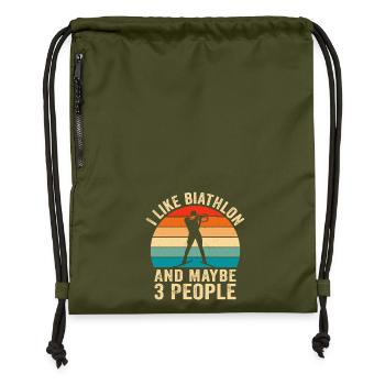 i like biathlon and maybe 3 people - Gymsac made from recycled material - military green - Front
