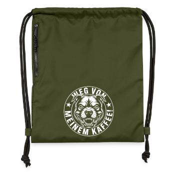Hands Off My Coffee – Lustiges Kaffee-Shirt - Turnbeutel aus Recycling-Material - military Green - Vorne