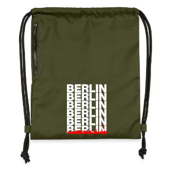 BERLIN SKYLINE, CAPITAL VIBES! WALL - Gymsac made from recycled material - military green - Front