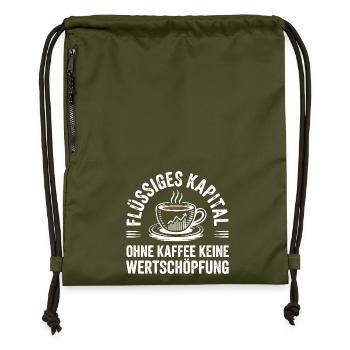 Flüssiges Kapital - Lustiges Kaffee Büro Design - Turnbeutel aus Recycling-Material - military Green - Vorne