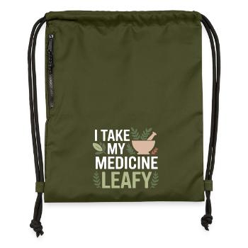 Herbalist I Take My Medicine Leafy Professional  - Gymsac made from recycled material - military green - Front