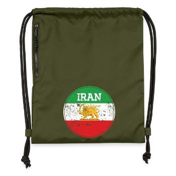 Emblème Lion Iran Vintage Rond - Sac à cordon en polyester recyclé - military green - Devant