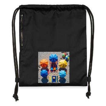 Colorful retreat on the beach - Gymsac made from recycled material - black - Front