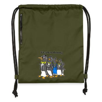 Frackordnung - Lustiger Pinguin Cartoon - Turnbeutel aus Recycling-Material - military Green - Vorne