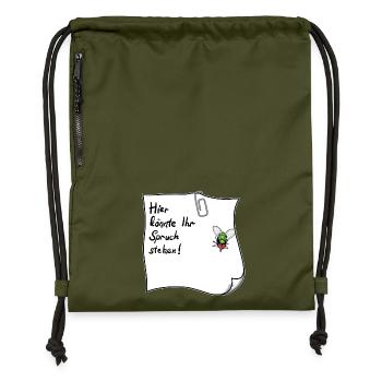 Notizzettel – Hier könnte Ihr Spruch stehen  - Turnbeutel aus Recycling-Material - military Green - Vorne