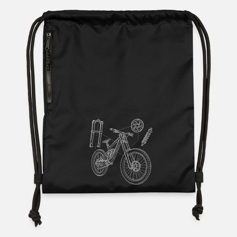 MTB Geometry Sketch: Downhill Exploded Drawing - Gymsac made from recycled material - black