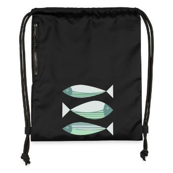 Illustrated Graphic Fish Green - Gymsac made from recycled material - black - Front