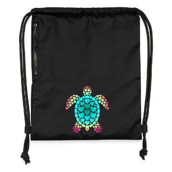 Valentine's Day Diver Turtle - Gymsac made from recycled material - black - Front