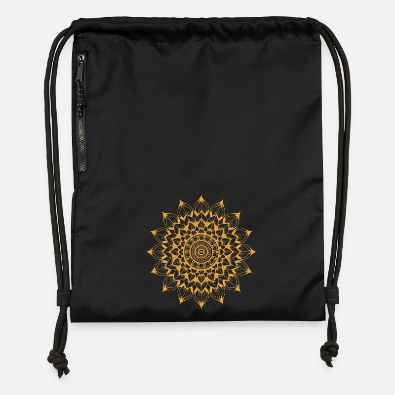 Mandala - Sac à cordon en polyester recyclé - noir