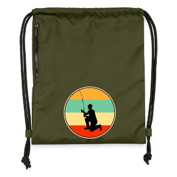 Papa Fisherman Retro Vintage Angelpapa - Turnbeutel aus Recycling-Material - military Green - Vorne