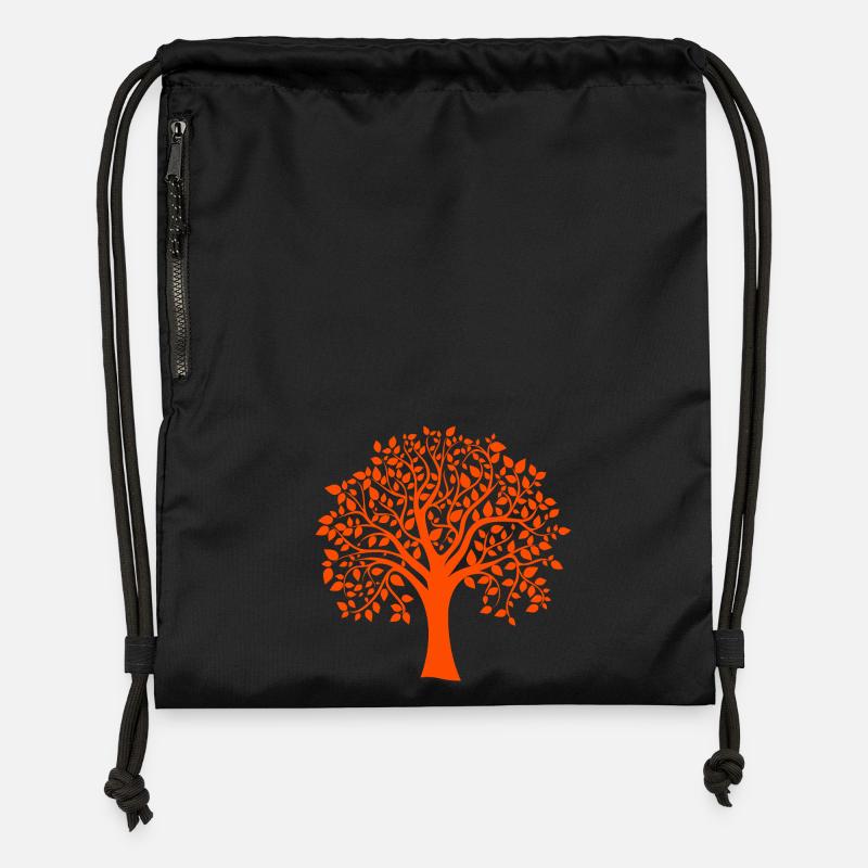 Grundsilhouette mit Orange Jumbo Tree Print - Turnbeutel aus Recycling-Material - Schwarz