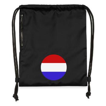 Drapeau rond des Pays-Bas - Sac à cordon en polyester recyclé - noir - Devant