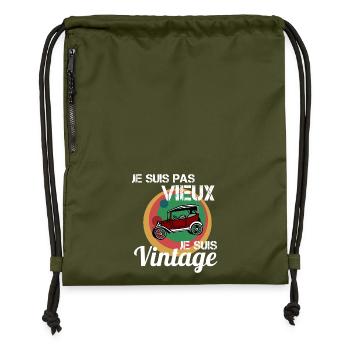 I'm Not Old Vintage Automobile - Gymsac made from recycled material - military green - Front
