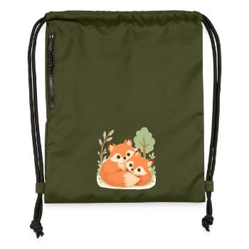 Süßes Fuchs Pärchen im Wald - Turnbeutel aus Recycling-Material - military Green - Vorne